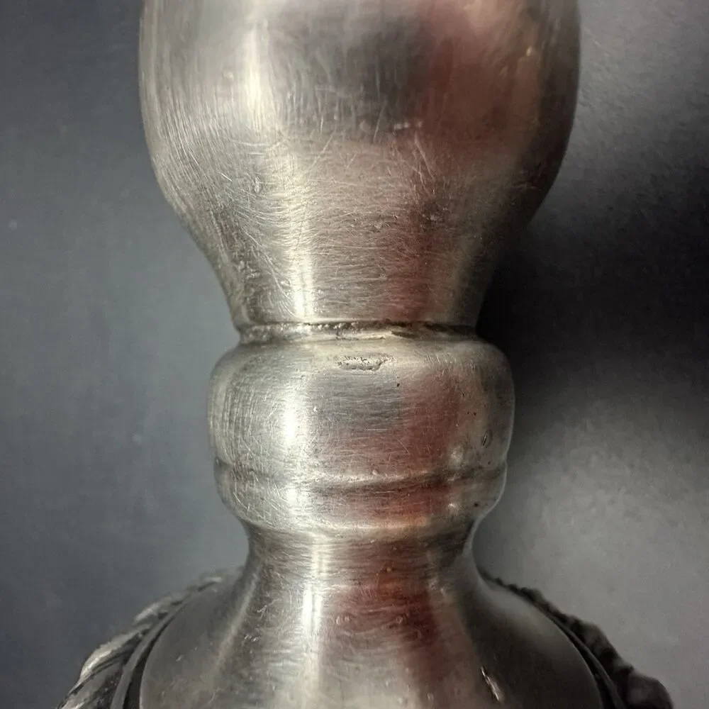 Antique European Pewter Candlestick 11” Heavy Candle Holder Table Centerpiece